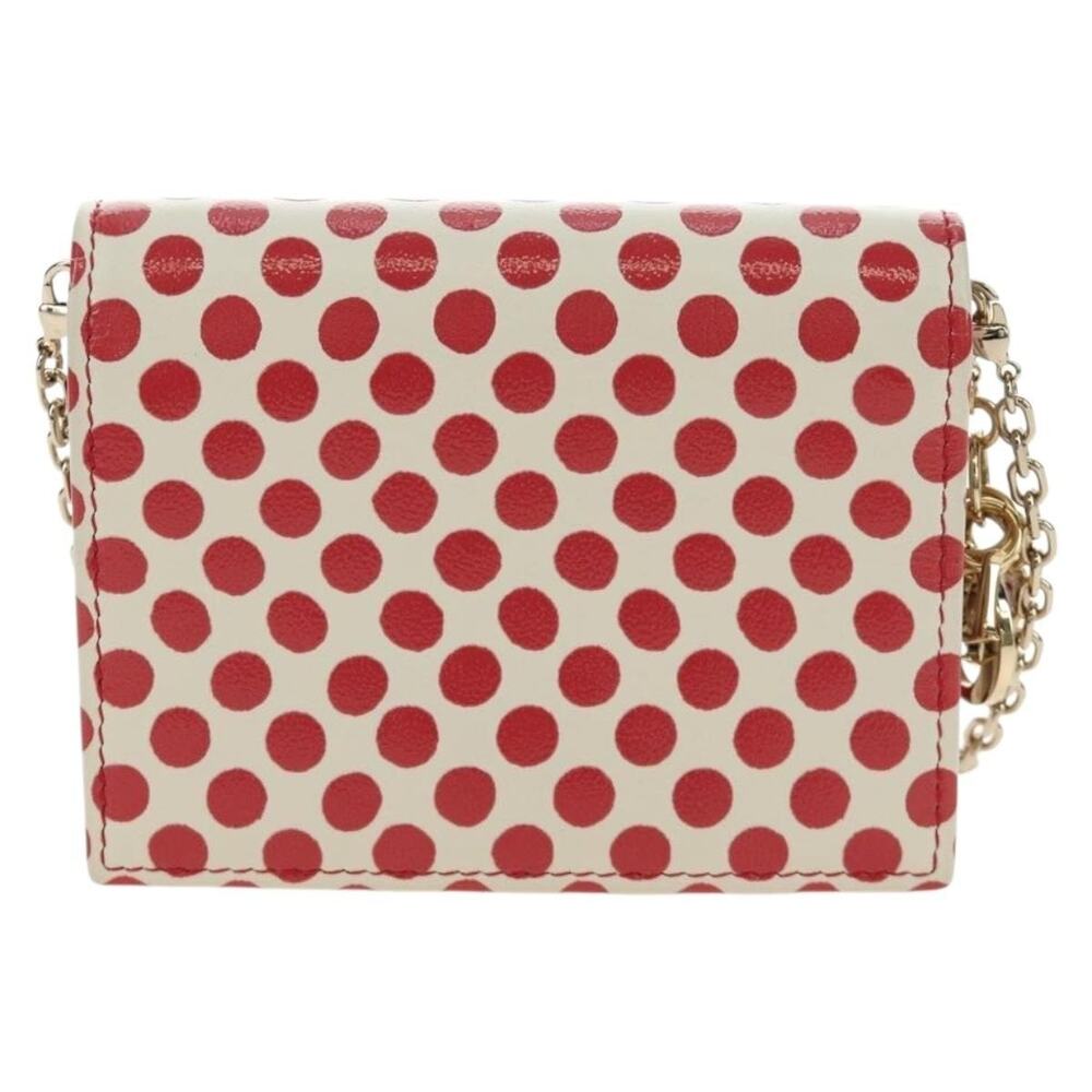 Dior Leather Chain Wallet Red
